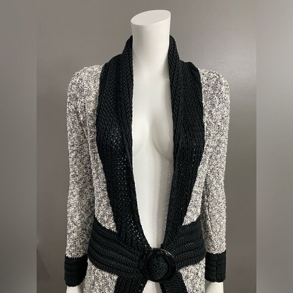 Belldini Large Black Combo Open-Front Belted
Duster Cardigan Boucle Knit Size M - Picture 3 of 14